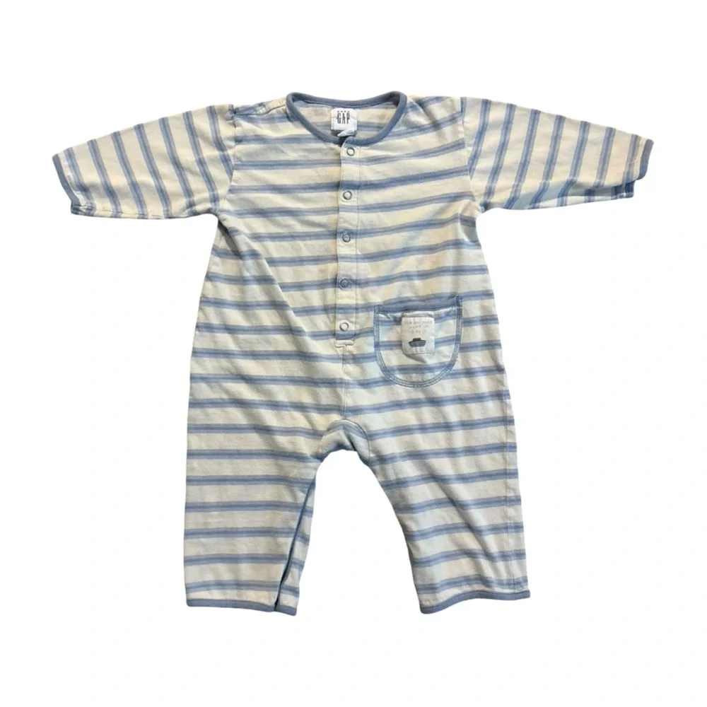 GAP Blue and White Striped Baby Jumpsuit